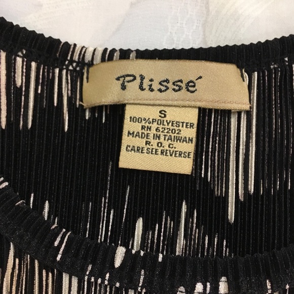 Vintage 90’s Plissé Black And Cream Sleeveless Top - Picture 2 of 4